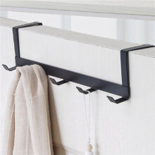 4X Wide over the Door Rack Wrought Iron Hook Black