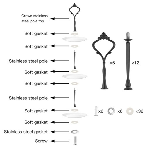 Kit Hardware per Supporto per Torta un 9 Strati, Accessori Hardware per Supporto per Torta Multistrato, Rack Hardware per Staffa per Supporto per 1