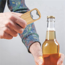 24Pack Wood Bottle Opener Wooden Keychain Bottle Openers Blanks Wood Engraving Key Chains Key Tag for Home Kitchen Party
