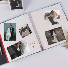 3X Album Photo Scrapbook Auto-Adhésif pour Mariage/Famille/Amoureux Couverture en Lin Bricolage Cadeau pour la Saint Valentin Mères Bleu