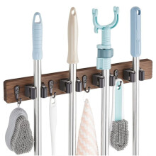 Decor with 4 Slots & 4 Hooks Mop and Broom Holder Wall Mount Wall Mounted Garden Tool Rack
