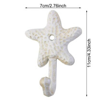 4X Zeester Gietijzer Decoratief Muurhaken Jassen Schorten Hoeden Handdoeken Haken Strand Oceaan Thema Chique Metalen Haken