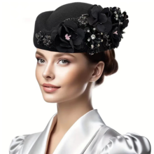 British Felt Beret with Flower - Autumn/Winter