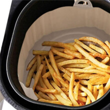 4pcs 20Cm Air Fryers Oven Baking Tray Fried Chicken Basket Mat AirFryer Silicone Pot Round Replacemen Grill Pan Brown