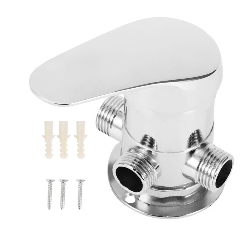 G1/2in 3-Way Bathroom Angle Valve Shower Diverter Switch Chrome 1
