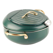 Frying Pot with Thermometer Japanese Stainless Steel Fryer Pan for Induction Cooker Home Kitchen Utensils