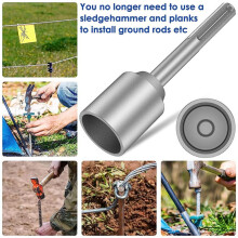 SDS-Max Ground Rod Driver, 45mm Heavy Duty Steel Drill Bit Driver,for RotaryHammer Drill Grounding Rods (1.77 In)