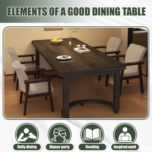 Dining Table Set for 4, Rectangular Kitchen Table and Chairs, Adjustable Feet for Small Spaces 2
