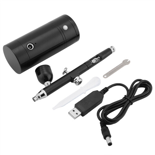 0.3mm Black Mini Airbrush Kit with 7CC Capacity, USB Powered, 10*4.5cm Compact Compressor 2