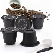 30 Pcs Reusable Refillable Coffee Capsule Filters for with Spoon Brush Kitchen Accessories Coffee Filter Black
