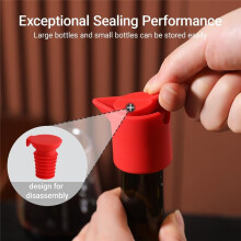 Leakproof Wine & Champagne Stopper Set - Silicone Beverage Portable Bottle Sealers, Wine Savers for Home, Bar A