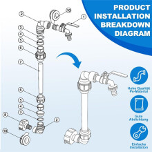 IBC Tank Gooseneck Adapter Set with Brass Tap 3/4 Inch Outlet Tap for 1000L Rainwater Tank Rain IBC Container