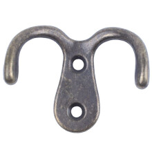 6 X Screw Hook Retro Metal Double Hook Metal Wall Mount Hanger Coat Antique Bronze for Hats