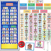 Routine Pocket Chart Educate Game Removable Feeling Chart Kids Visual Schedule Desktop Tabletop Preschool Kindergarten