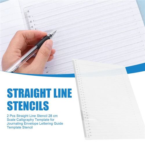 2 Pcs Straight  Stencil 28 cm Scale Calligraphy Template for Journaling Envelope Lettering Guide Template Stencil 1