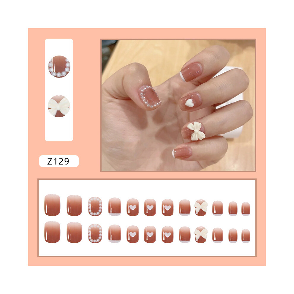 Roc-Electron Pink (Jelly Glue Model) French Press-On Nails With Pearls