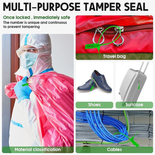 1000 Pcs Plastic Tamper Seals Fire Extinguisher Tags Security Tags Seals Safety Numbered Zip Ties Labels Green 2