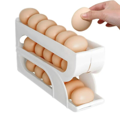 Automatic Egg Rolling Dispenser 3-Tier Automatic Egg Rolling Holder Space-Saving Egg Storage Container for Fridge Rack 2
