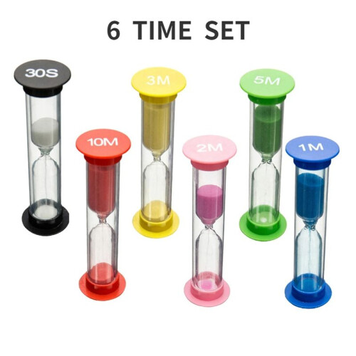 6Pcs Sand Timer Plastic  Timer Sandglass  Small 30Sec/1Min/2Mins/3Mins/5Mins/10Mins Sand Clock Timer 1