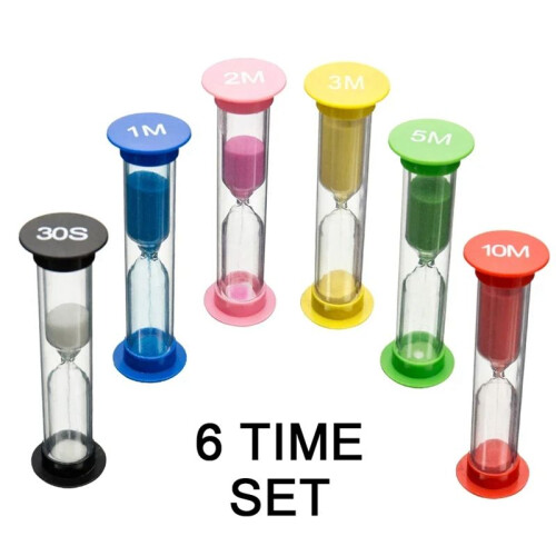 6Pcs Sand Timer Plastic  Timer Sandglass  Small 30Sec/1Min/2Mins/3Mins/5Mins/10Mins Sand Clock Timer 2