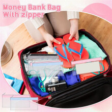 20Pack Money Bags with Zipper for Cash Clear Cash Envelopes Small Money Pouches Bank Deposit Bags Coin Bag for Collector