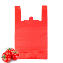 Tshirt Plastic Bags with Handles 12x20 Red, Durable Grocery Bags 100 Pack for Retail and Shopping