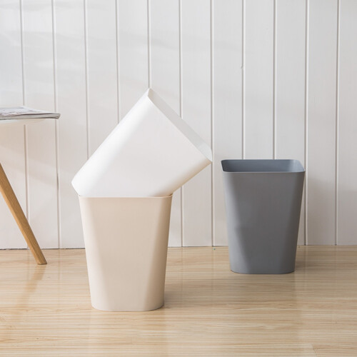 Plain Uncovered Trash Can Household Large Trash Can Paper Basket Black 1