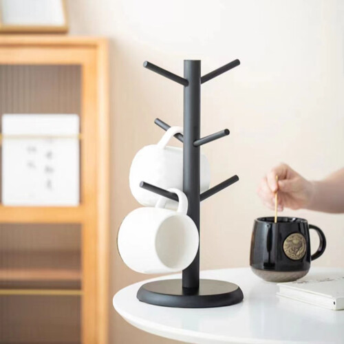 Coffee Cup Holder A Thicker Base Suitable for Countertops Cup Holder with 6 Hooks Black 1