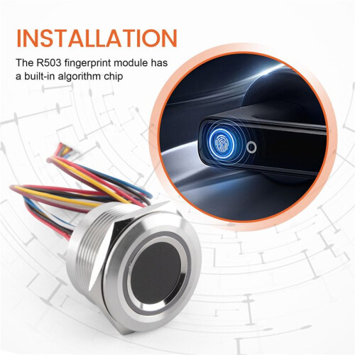 R503 Circular Round RGB Ring Indicator LED Control DC3.3V MX1.0-6Pin Capacitive Fingerprint Module Sensor Scanner, 19Mm 1