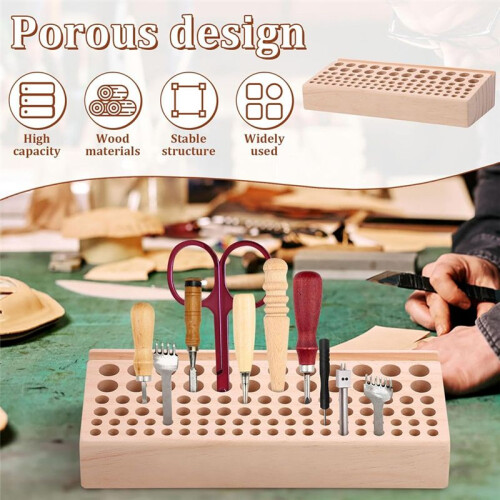 98 Holes Leather  Tool Holder, Leather Working Tool Holder,for Leather Working and Punch Tools Organizer Storage 1