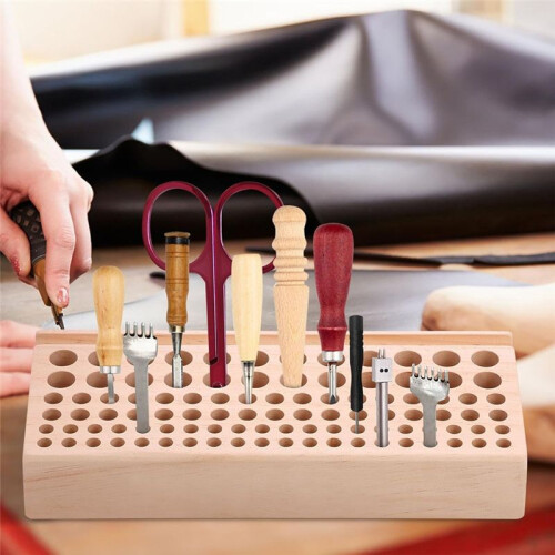 98 Holes Leather  Tool Holder, Leather Working Tool Holder,for Leather Working and Punch Tools Organizer Storage 2