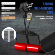 Floor Cord Cover Cable Cavity Self Adhesive Cord Hider Floor 10FT Floor Cable Management Power Cord Protector Black