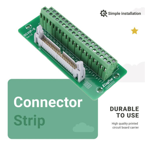 IDC40P 40Pin Connector Strip Breakout Board Terminal Block Plug PLC Interface with Bracket, for PLC, DIN Rail Mount 2