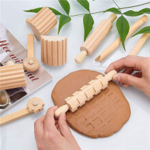 12 Stuks Klei- en Deeggereedschap Speelaccessoires Inclusief Rollers Hamer Feestpakket Houtaardewerkgereedschap Stempels voor Kleikunst