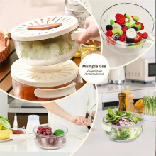 2PCS Kitchen Colanders Bowl Fruit Cleaning Bowl with Strainer Kitchen Fruit Drain Basket Vegetable Salad Bowl