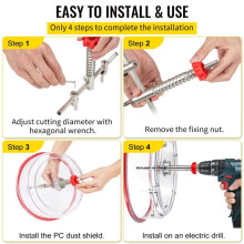 40-200mm Adjustable Steel Hole Saw Cutter Kit with Shield Hole Cutter Drill Bit DIY Tool for Sheetrock Veneer Slates
