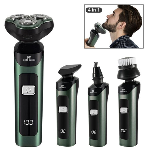 Electric Shaver LCD Digital Display Three- Floating Rechargeable   Waterproof Shaver Type-C Charge Silver 2