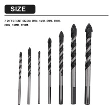 7 StüCk Hartmetall BestüCktes Mauerwerk Bohrer Bit Set für Porzellan Keramik Fliesen Beton Ziegel (3, 4, 5, 6, 8, 10, 12 Mm)