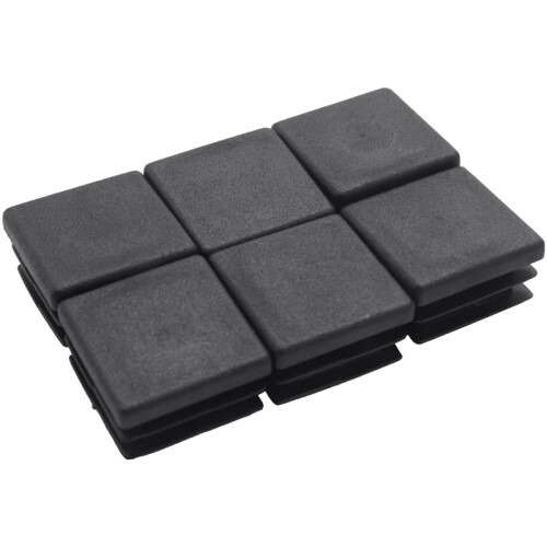 600Pcs Plastic Square Tube Inserts End Blanking Caps 20mm x 20mm Black 2