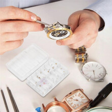 Watch Repairing Dial Feet, Copper Watch Dial Feet Assortment Repairs Parts Multiple Compartments Box for Watchmaker