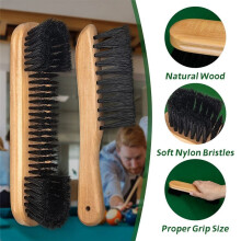Pool Table Brush Set Wooden Handle Cleaning Tool Brush and Knife Brush for Pool Table Soft Nylon Bristles Tablecloth