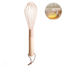 Wooden Handle Stainless Steel Whisk - Rose Gold, 20cm or 26cm