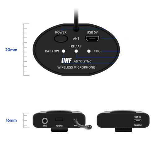 2X UHF Portable Wireless Headset/ Lavalier Lapel Microphone with Bodypack Transmitter and Receiver 1/4 Inch Output 2