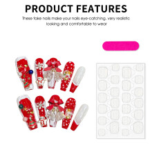 (S) Ongles Faux Noël Rouges avec Clochettes