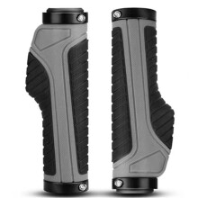 (Black Grey, Bring Tools) Mountain Bike Grips: Aluminum, Rubber, Dual Locking
