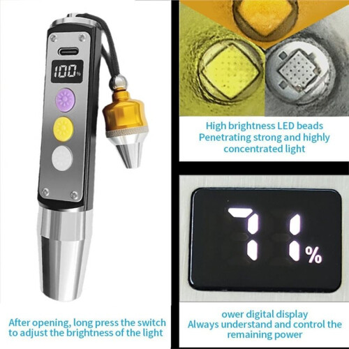 LED Three Switches Three Light Sources Jade Identification Flashlight Gemstone Mineral Detection 365nm Ultraviolet 2