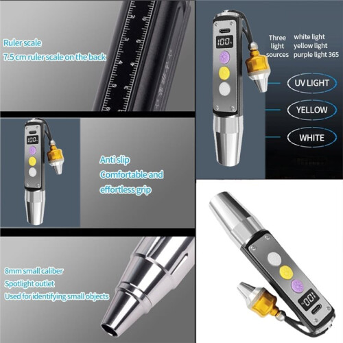 LED Three Switches Three Light Sources Jade Identification Flashlight Gemstone Mineral Detection 365nm Ultraviolet
