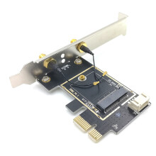2X NGFF M2 Wireless Card to PCI-E Pcie Desktop Converter Adapter with 4 AC Antenna for AX200 9260AC