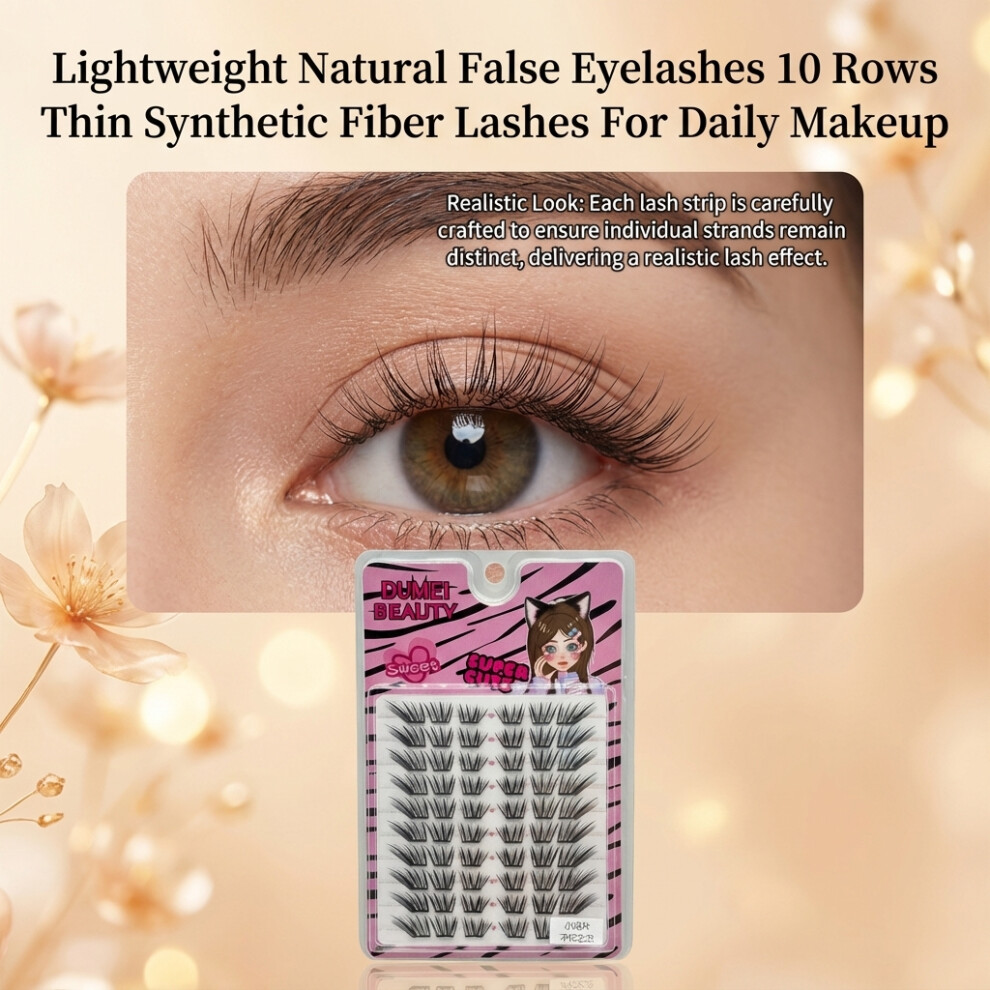 Dachuang Beauty 10-Pack Thin False Lashes, Lightweight & Natural