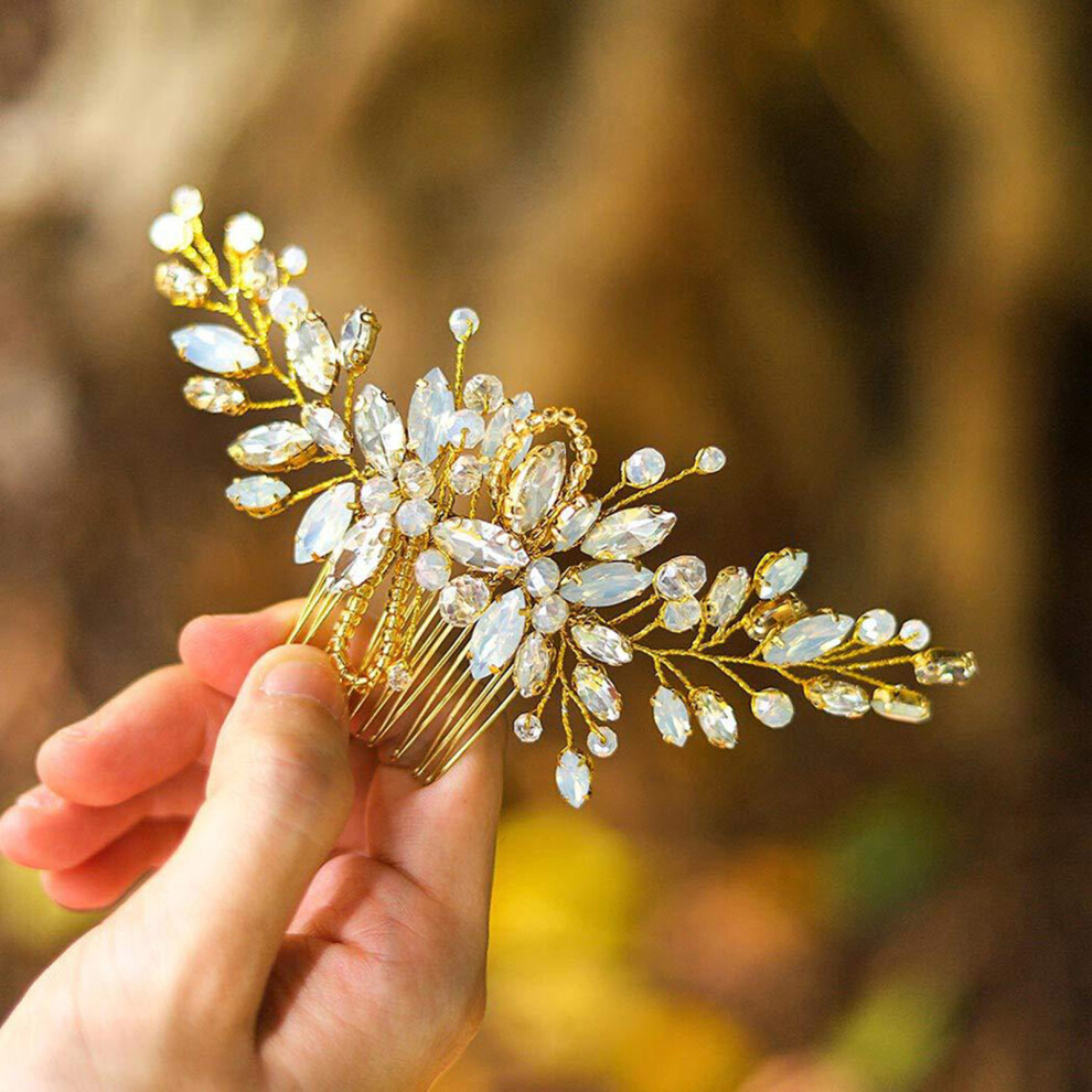 Creation-3C (Gold) Bridesmaid Rhinestone Hair Combs (12 Teeth)